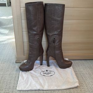 Prada platform boots in taupe - size 38.5. Worn 2-3 times, excellent condition.